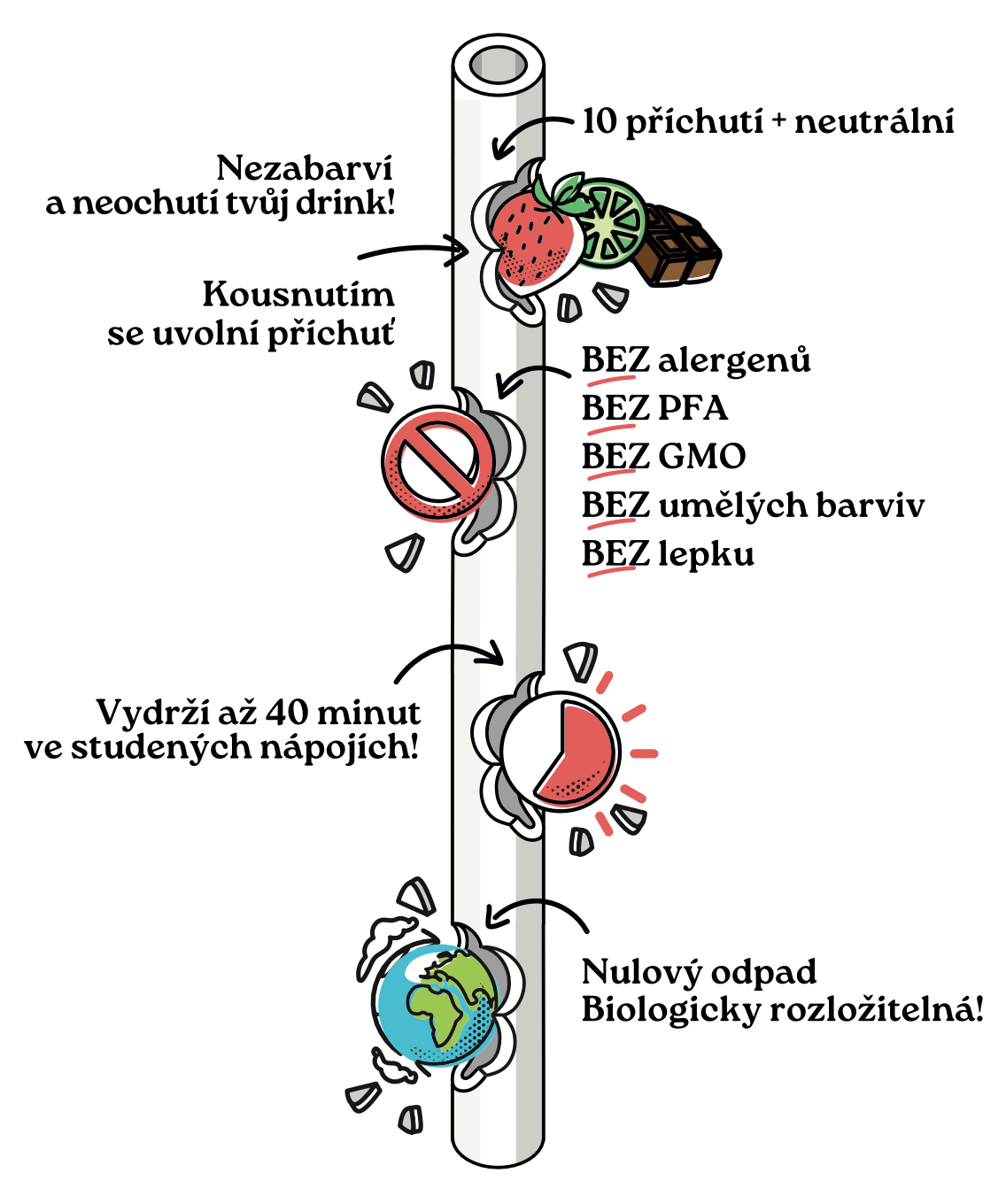 MIX (12 Geschmacksrichtungen x 4 Strohhalme = 48 Stück)